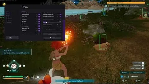 Palworld cheats menu with aimbot, visuals and misc toggles